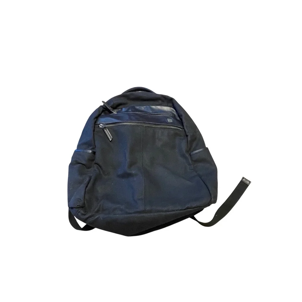 T-Tech by Tumi Forge Bessemer Backpack Black Brown Canvas Leather Travel Bag